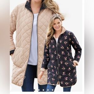 Woman Within Reversible Quilted Barn Jacket